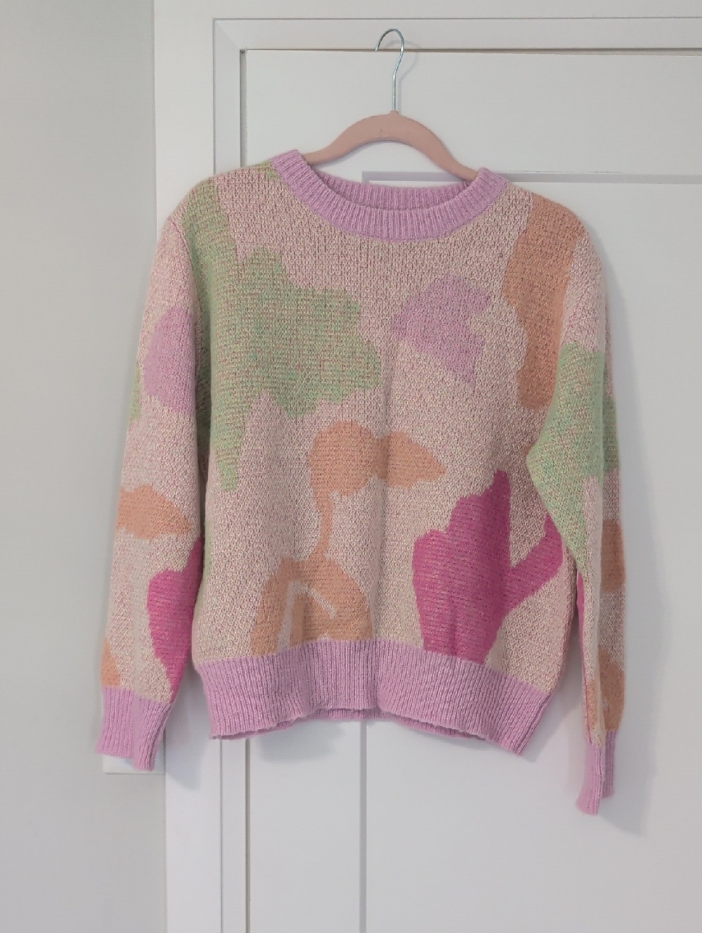FRNCH Pastel Abstract Pattern Crewneck Sweater - Pink